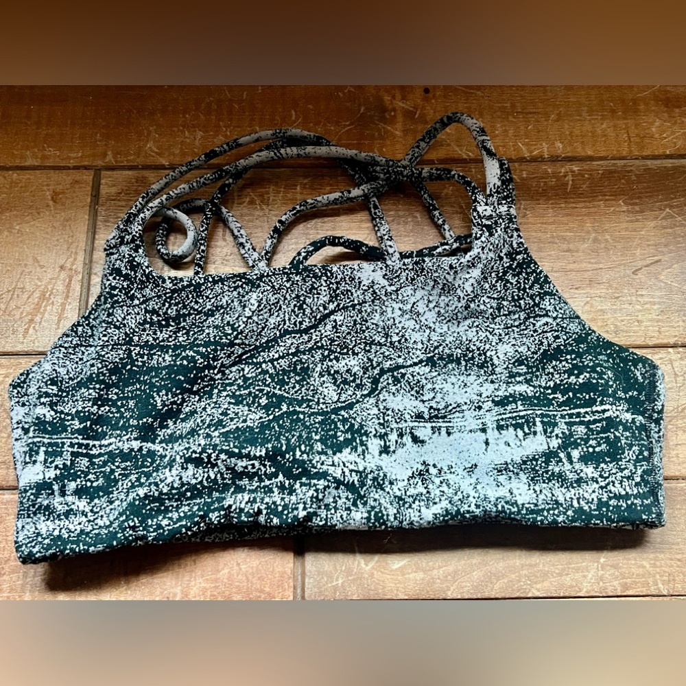 Athleta Black and Gray Strappy Sports Bra